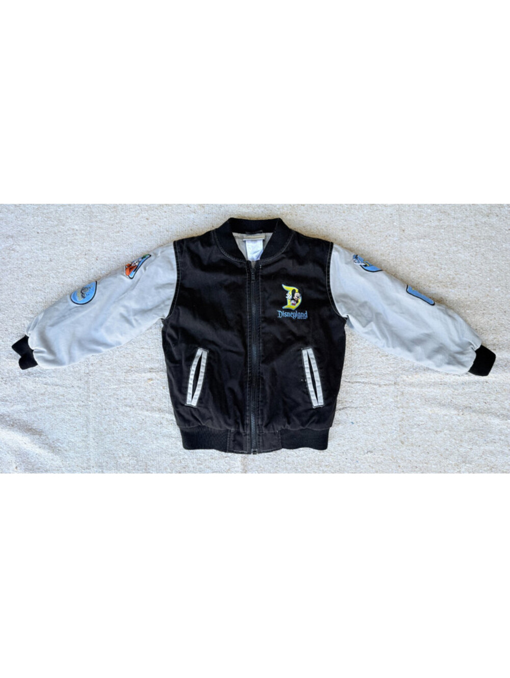 KIDS Sz Small Disneyland Resort Full Zip Black White Letterman Style Jacket